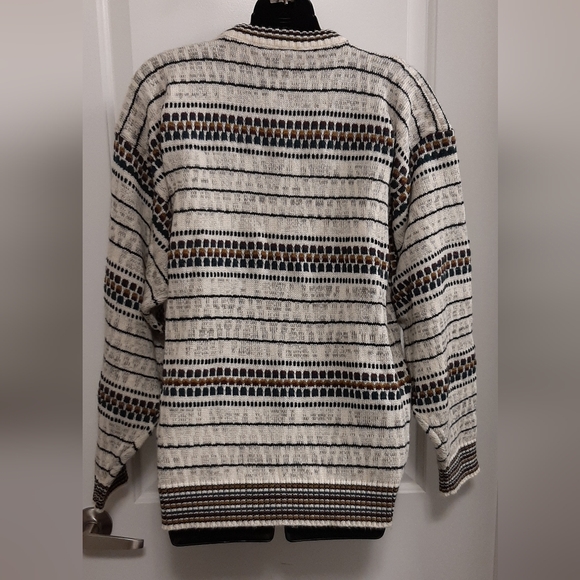 Vtg Men's Fine Line Knit Sweater Large Grampa Pull On Sweater See Measurement - Picture 4 of 5